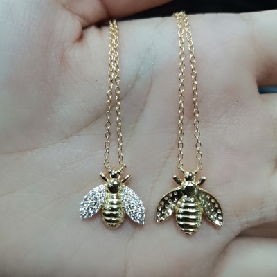Moda 18K dorado colgante de abeja collar hecha a mano por 925 joyas de plata esterlina