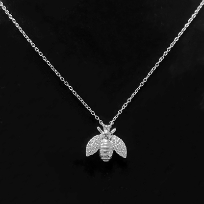 Moda 18K dorado colgante de abeja collar hecha a mano por 925 joyas de plata esterlina