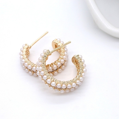 Accesorios de mujer 925 de plata esterlina aretes de aro con madre de perla claro CZ