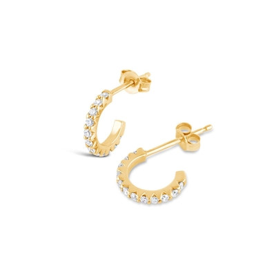 Relleno de oro de 18K mini cubico de zircón pequeño con aro abierto con corte de princesa
