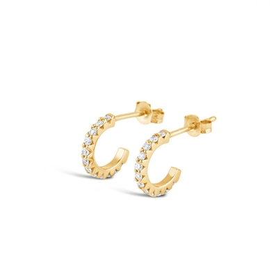 Relleno de oro de 18K mini cubico de zircón pequeño con aro abierto con corte de princesa