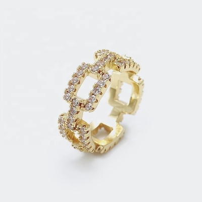 Anillos de cadena personalizados Claros CZ Real Plata Esterlina 925 Joyería para mujeres y hombres