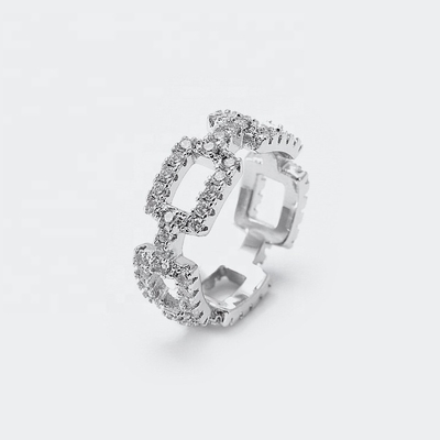 Anillos de cadena personalizados Claros CZ Real Plata Esterlina 925 Joyería para mujeres y hombres