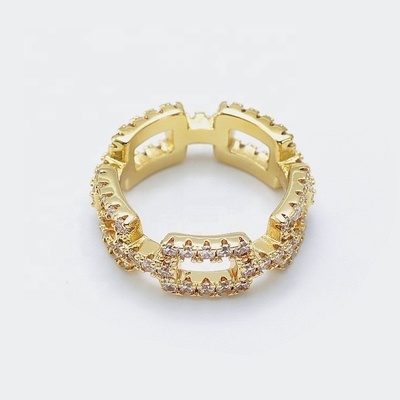 Anillos de cadena personalizados Claros CZ Real Plata Esterlina 925 Joyería para mujeres y hombres