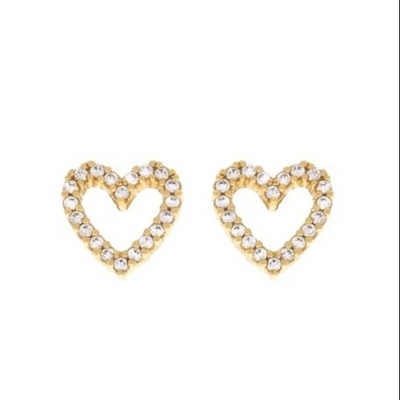 Los oídos de las muñecas del corazón de plata esterlina de latón/cobre/925 con el tamaño del corazón CZ de 8 mm