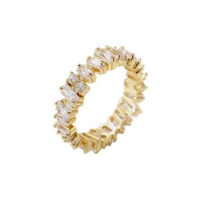 Joyería femenina de plata Anillos de Eternidad de zircón de diamante blanco con tecnología de incrustación