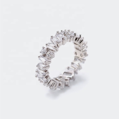 Joyería femenina de plata Anillos de Eternidad de zircón de diamante blanco con tecnología de incrustación