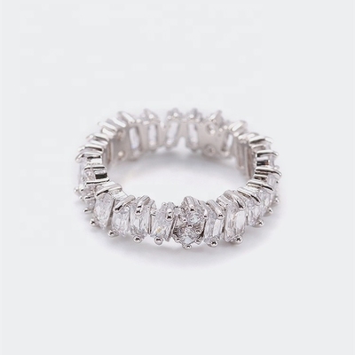 Joyería femenina de plata Anillos de Eternidad de zircón de diamante blanco con tecnología de incrustación
