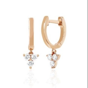 14K Oro Blossom Mini Huggie Diamante Trio Drop Los aretes de plata Joyería Material principal