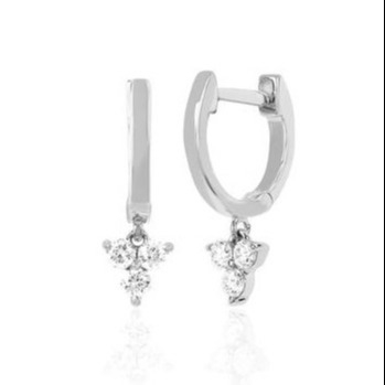 14K Oro Blossom Mini Huggie Diamante Trio Drop Los aretes de plata Joyería Material principal