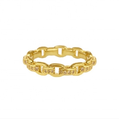 Cadena de enlace de acera 18K Oro Delicado Super Hada 925 Anillo de Plata Esterlina