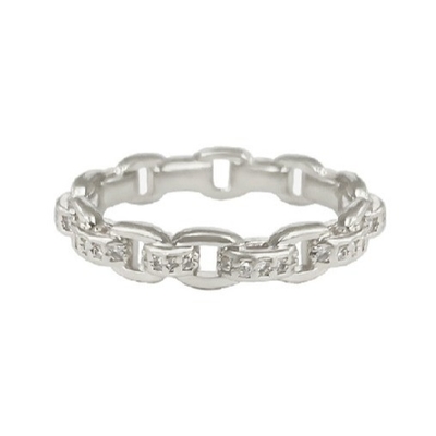 Cadena de enlace de acera 18K Oro Delicado Super Hada 925 Anillo de Plata Esterlina