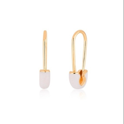 925 de plata esterlina de moda femenina con pendientes adornados con acabado de gota de esmalte azul
