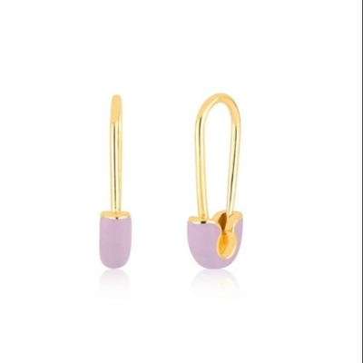925 de plata esterlina de moda femenina con pendientes adornados con acabado de gota de esmalte azul