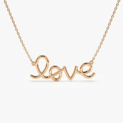 Collar de amor de plata sólida 925 14K dorada collar de amor para mujeres regalo de San Valentín