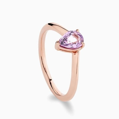 Oro rosa Revestido 925 Plata Esterlina Perra Cortada Violeta Zafiro Anillo Curvo Apilable