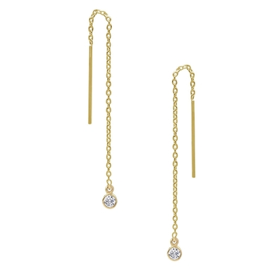 925 Plata Esterlina Simply 18K Dorado Dorado de Mujeres con Cadena de Caída de Bezel