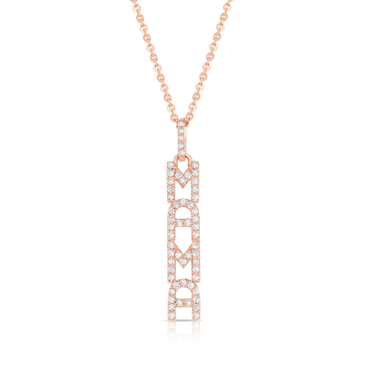 Elegante collar de plata 925 14K oro MAMA flotante collar de colgante largo