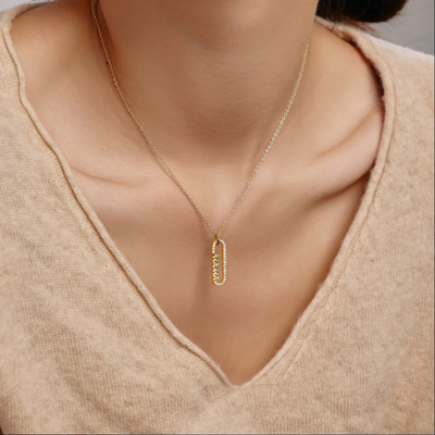 18k Oro Mamá clip colgante collar en 925 plata esterlina