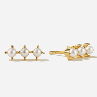 Oro 18K Revestimiento de Perlas Orecillos Sterling Plata con logotipo personalizado