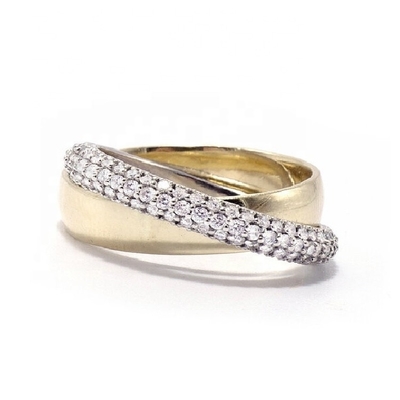 Moda Anillos de rodadura unisex con bóveda Banda de diamantes de oro de oro plateado anillos de plata esterlina