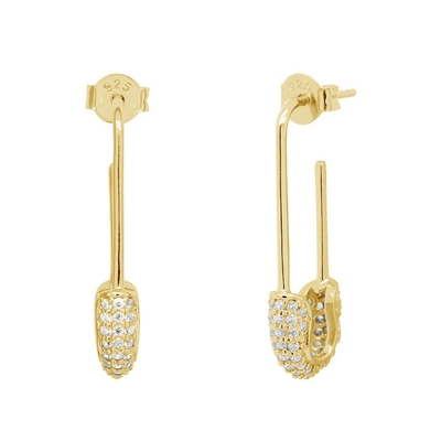 Los pendientes de aro femenino en plata 925 con claridad CZ Diamante de oro amarillo brasileño joyas