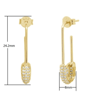 Los pendientes de aro femenino en plata 925 con claridad CZ Diamante de oro amarillo brasileño joyas