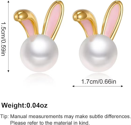 Conejo de Pascua Perlas De delicados orejas de zircón Conejito zanahoria Regalito de joyas