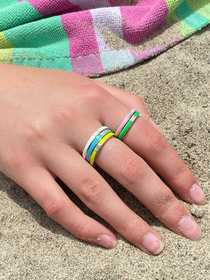 Elegante anillo de esmalte con zirconia cúbica rectangular 925 joyas de plata regalo para mujeres