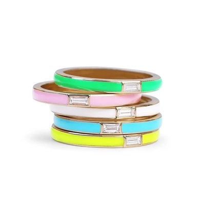 Elegante anillo de esmalte con zirconia cúbica rectangular 925 joyas de plata regalo para mujeres