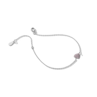 Pulsera de corazón de plata de ley 925 con circonitas para mujer
