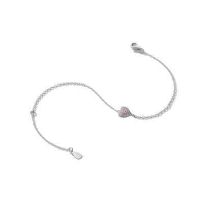 Pulsera de corazón de plata de ley 925 con circonitas para mujer