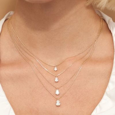 Collar de peras cortadas en zircón de plata esterlina 925 para mujeres