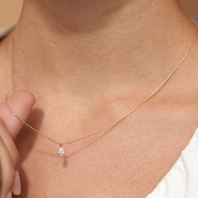 Collar de peras cortadas en zircón de plata esterlina 925 para mujeres