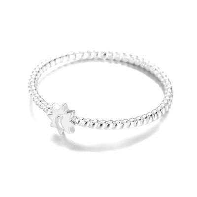 Anillo unisex de plata de ley 925 con diseño de luna y sol, chapado en oro de 18 quilates