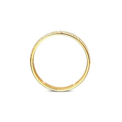 Anillo de media eternidad con circonitas cúbicas chapado en oro de 18 quilates y plata de ley 925 para mujer