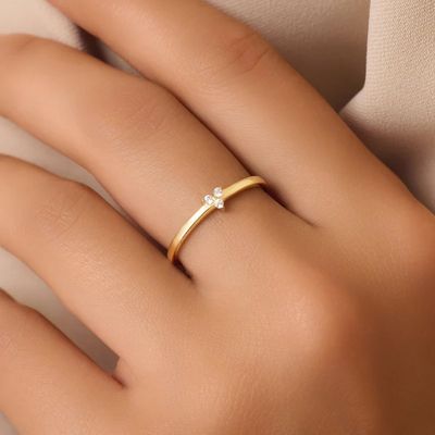 925 Sterling Silver Gold Revestido CZ Anillo de loto para mujeres