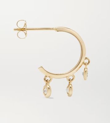 Pendientes de aro de latón chapados en oro de 14K con engaste de bisel de circonita