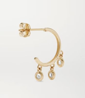 Pendientes de aro de latón chapados en oro de 14K con engaste de bisel de circonita