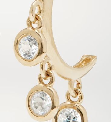 Pendientes de aro de latón chapados en oro de 14K con engaste de bisel de circonita