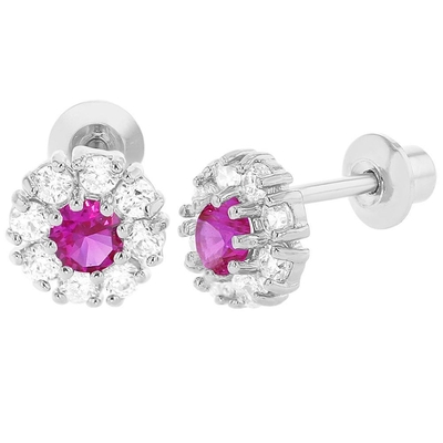 Pendientes de botón de flor de plata 925 con circonitas cúbicas (CZ) para niños, MOQ 30PRS