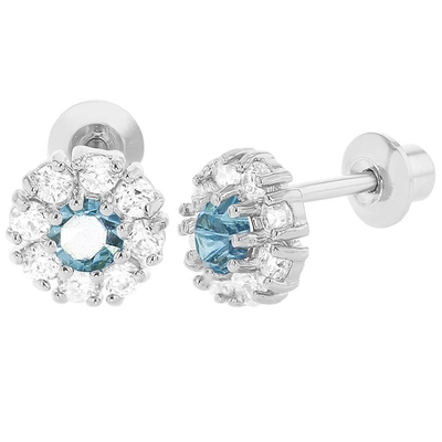 Pendientes de botón de flor de plata 925 con circonitas cúbicas (CZ) para niños, MOQ 30PRS