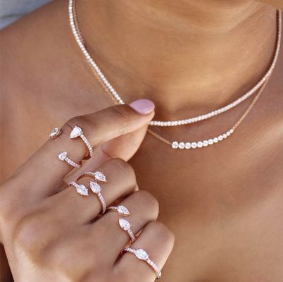 18K Gold Plated Three Stone Prong Pearl Adjustable Ring in 925 Sterling Silver