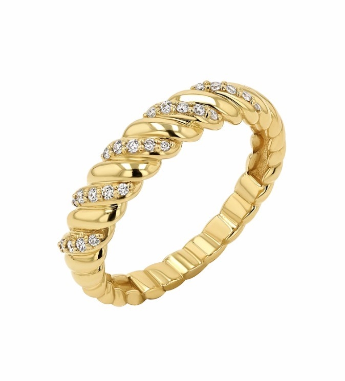 Twist clásico hecho a mano Anillo femenino de plata esterlina 925 Joyería Revestida con oro 18K