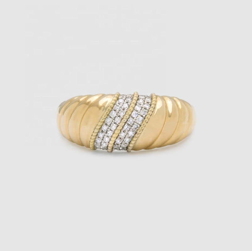 Platino Revestimiento redondo de corte brillante Anillo de cúpula de diamante para mujeres Joyería fina OEM / ODM