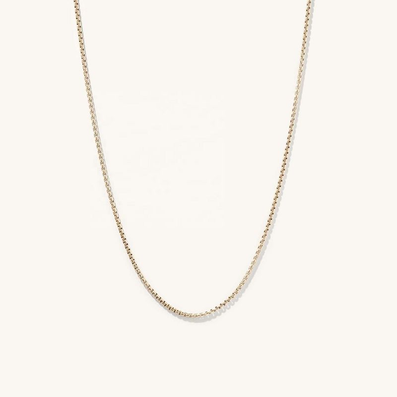 Cadena de collar con caja redonda chapada en oro de 18K hecha a mano con envío rápido y logotipo personalizable