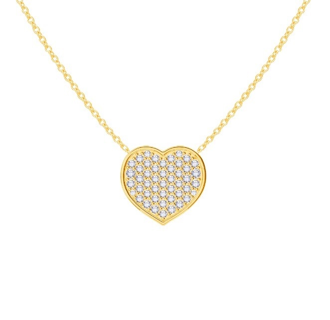 Collar de 18 pulgadas de longitud de cadena de corte redondo de diamante 925 de plata esterlina collar de cuello de corazón para mujeres