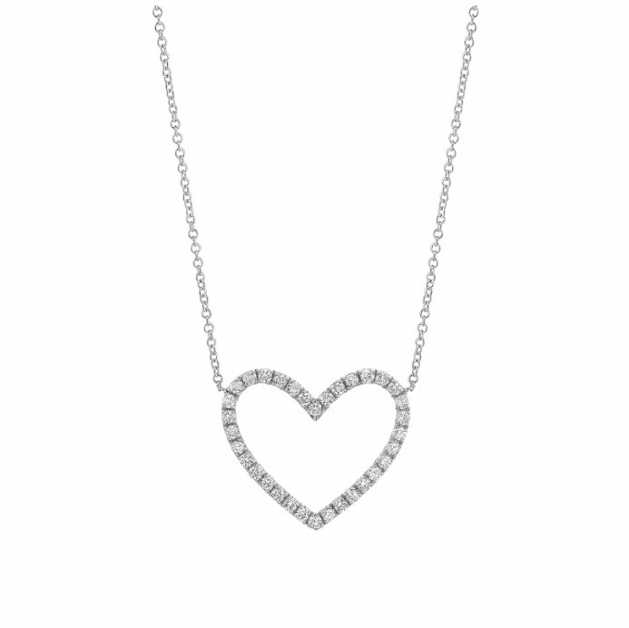 Collar de amor de diamante de plata pavimentada para novia