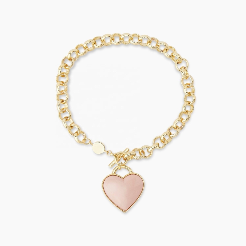 Brazalete de 925 Sterling Silver Heart Charm en rosa elegante para niñas Joyas deliciosas