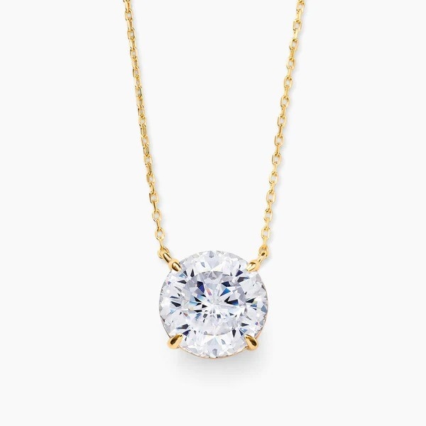 Elegant 18K Gold Plated Round Cut 925 Sterling Silver Necklace for Fashion Jewelry